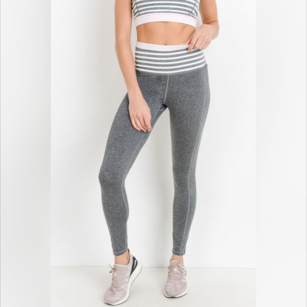 Heather Grey Stripes & Colorblock Full Leggings